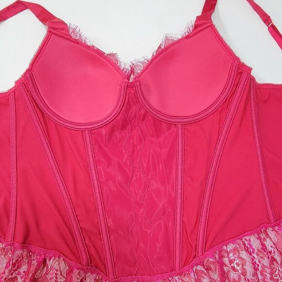 Vtg Y2K Victorias Secret Corset Womens 36C Pink Lace Coquette Whimsical Festival - Picture 9 of 13